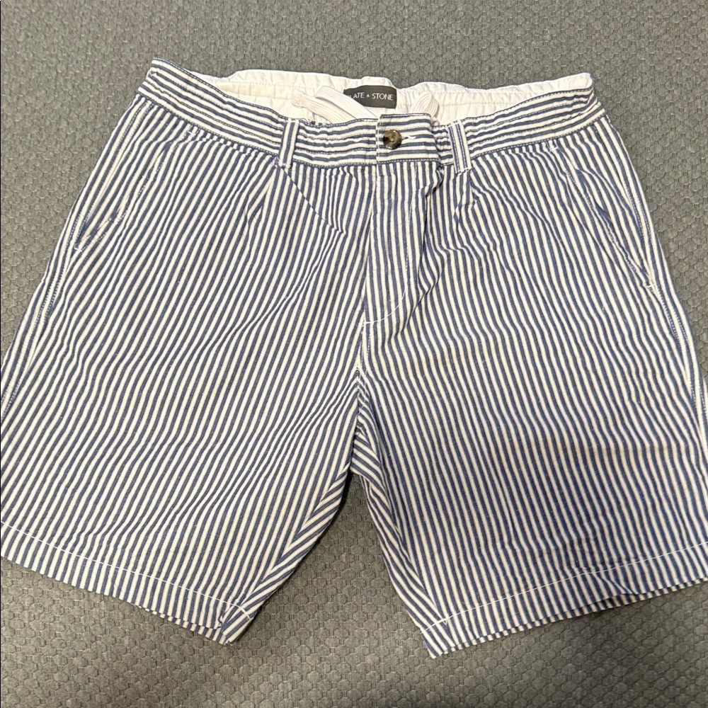 Slate &Stone Blue and White Striped Shorts